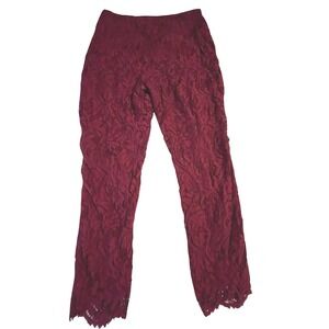 Lace Overlay Crown & Ivy women's lace pants In burgundy Size 10-NEW WITH TAGS